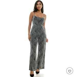 Derek Heart Sleeveless Jumpsuit with High Neck and Wide Leg size XL